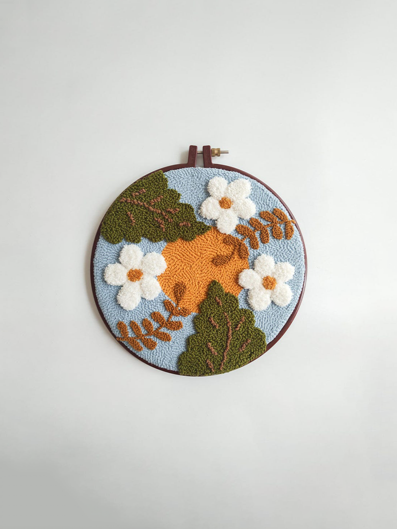 Créoles Florales Perforées Décoration Murale Textile Bohème 24 cm
