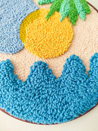 Décoration murale nautique en punch needle, art textile îles, coton, 19x19 cm