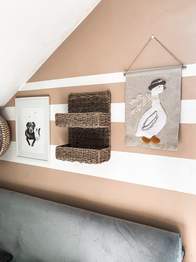 Punch Needle Suspension Murale Goose Décoration Bohème 36 cm