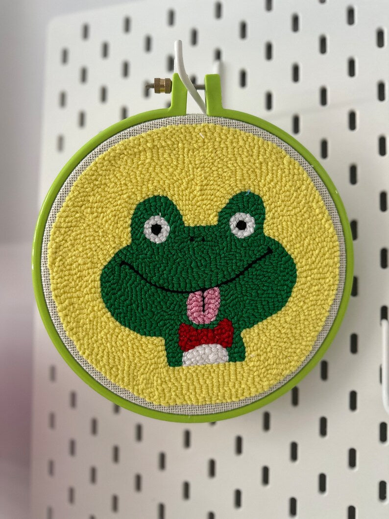 Punch Needle Art Grenouille Décoration Murale pour Chambre d'Enfant 20 cm