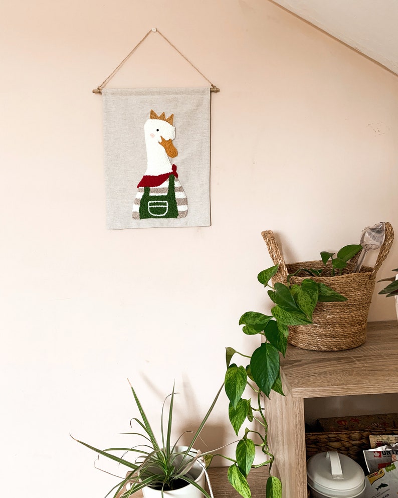 Suspension murale perforée canard, décoration chambre enfant, longueur 34 cm