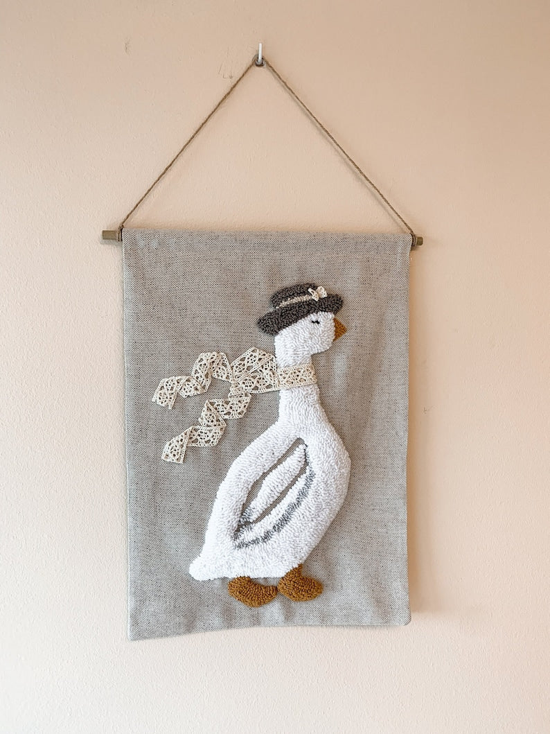 Punch Needle Suspension Murale Goose Décoration Bohème 36 cm