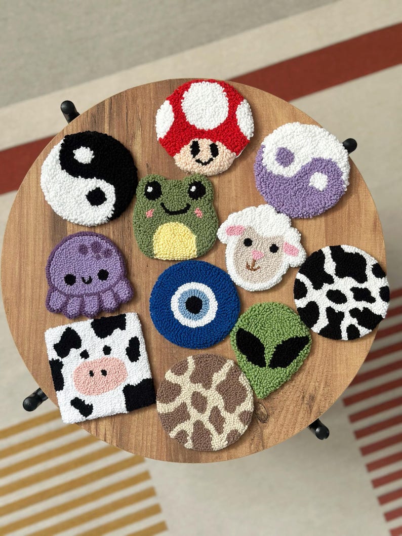 Ensemble de sous-verres perforés en coton, set de 4 pièces, décoration de table basse, cadeau pour collègue