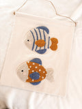 Suspension murale en tissu forme de poisson, décoration bohème, fait main, 36 cm