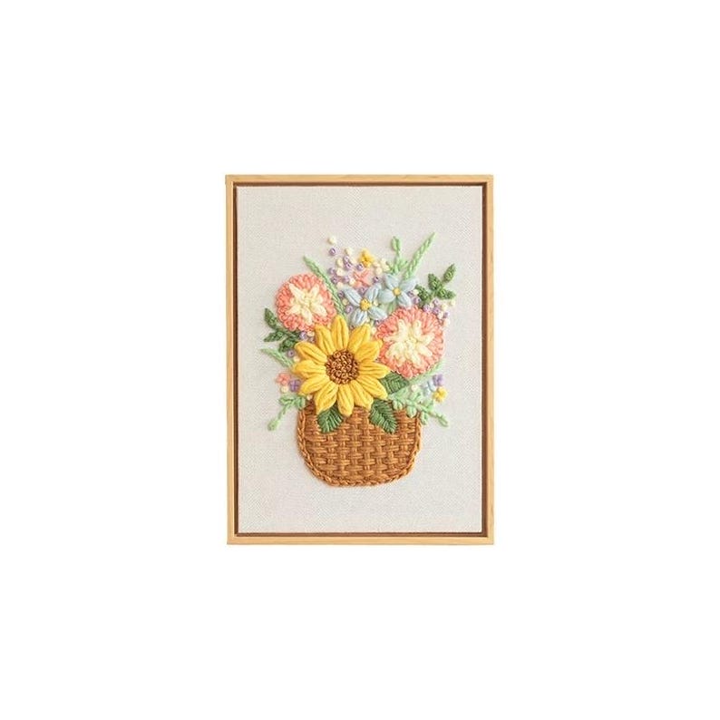 Kit de démarrage Punch Needle Tournesol pour débutant avec aiguille, fils et outils inclus, 28 x 38 cm