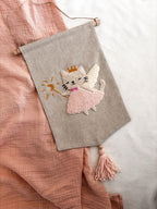 Suspension murale en tissu conte de fées chat décoration bohème 32 cm