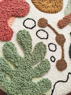 Suspension murale bohème en macramé avec motifs botaniques abstraits, 25 x 25 cm, fil de coton