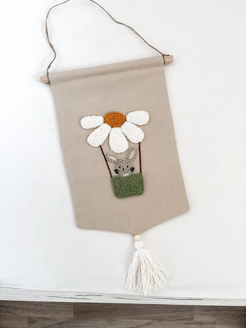 Décoration murale lapin avec aiguilles perforées, artisanale, bohème, 31 cm