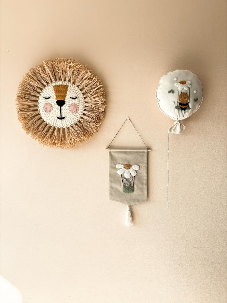 Décoration murale lapin avec aiguilles perforées, artisanale, bohème, 31 cm