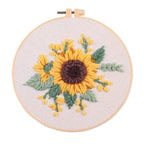 Kit de Punch Needle pour débutant avec aiguille en bois, motif imprimé et fils de coton, cercle à broder 20 cm