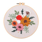 Kit de Punch Needle pour débutant avec aiguille en bois, motif imprimé et fils de coton, cercle à broder 20 cm