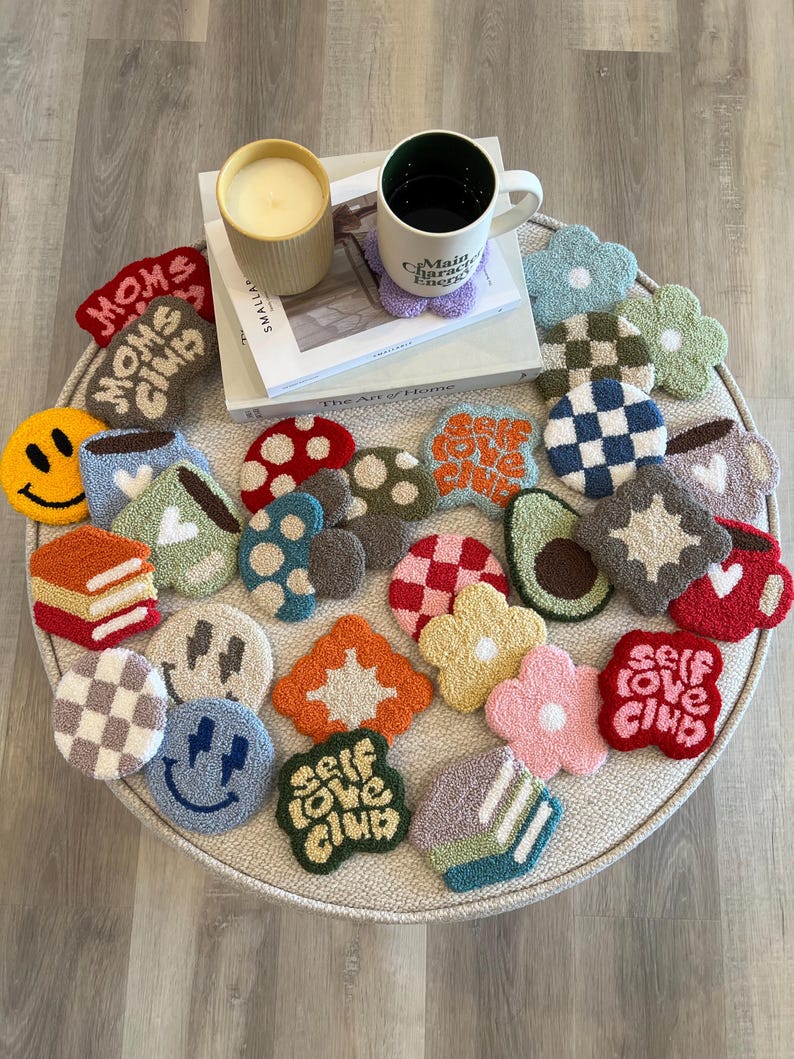 Sous-bocks faits main en coton et acrylique pour tasses, décoration de bureau, 4-5 pouces
