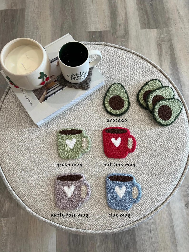 Sous-bocks faits main en coton et acrylique pour tasses, décoration de bureau, 4-5 pouces