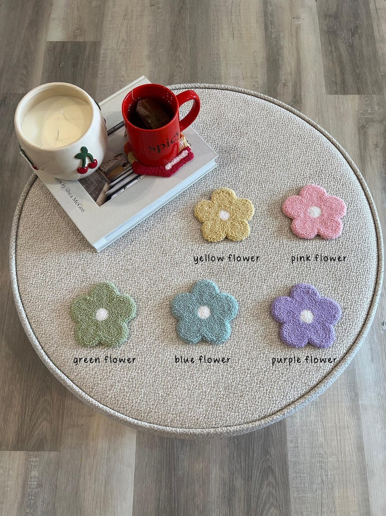 Sous-bocks faits main en coton et acrylique pour tasses, décoration de bureau, 4-5 pouces