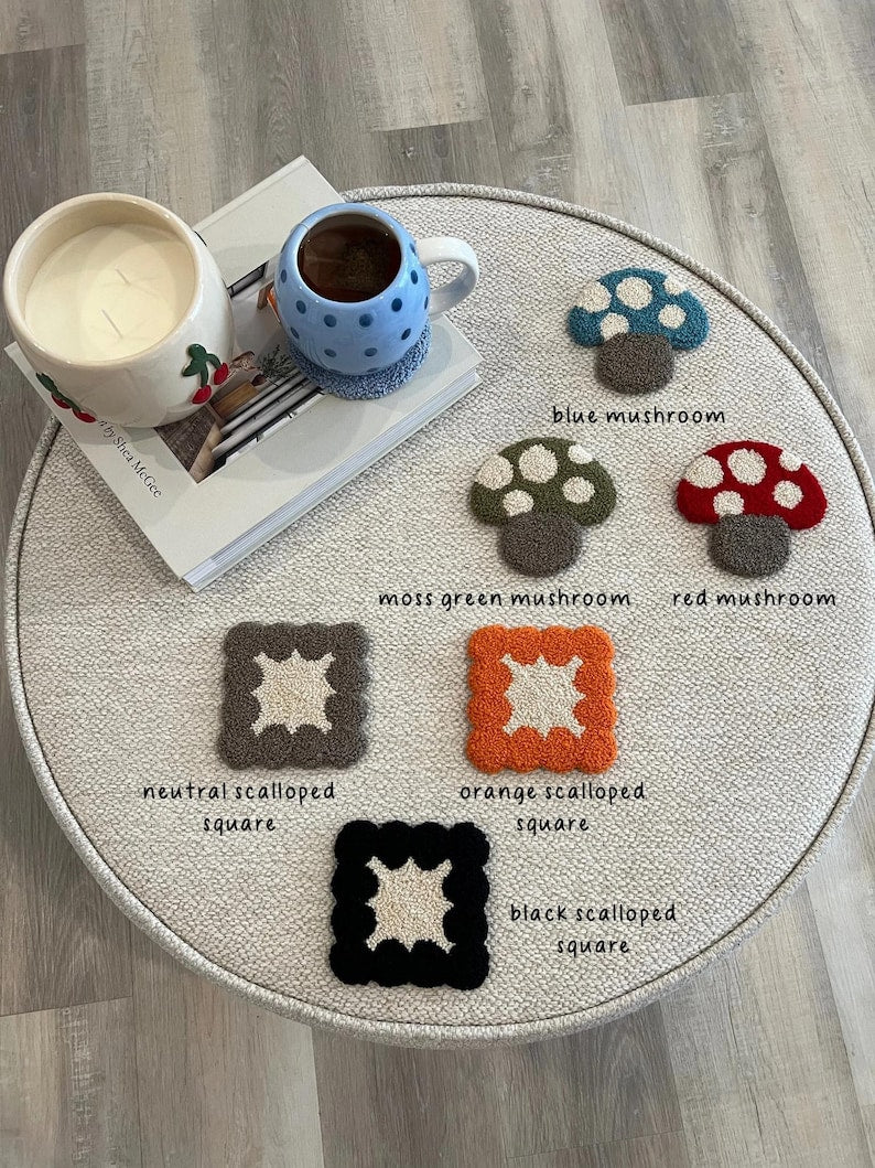 Sous-bocks faits main en coton et acrylique pour tasses, décoration de bureau, 4-5 pouces