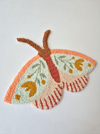 Décoration murale anti-mites en aiguille perforée, motif papillon de nuit, fils de coton pastel, 25x30 cm