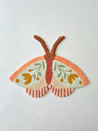 Décoration murale anti-mites en aiguille perforée, motif papillon de nuit, fils de coton pastel, 25x30 cm