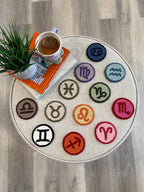 Sous-bocks signe du zodiaque perforé, tapis mug en coton et acrylique, 11,4 cm, décoration intérieure