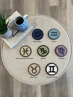 Sous-bocks signe du zodiaque perforé, tapis mug en coton et acrylique, 11,4 cm, décoration intérieure