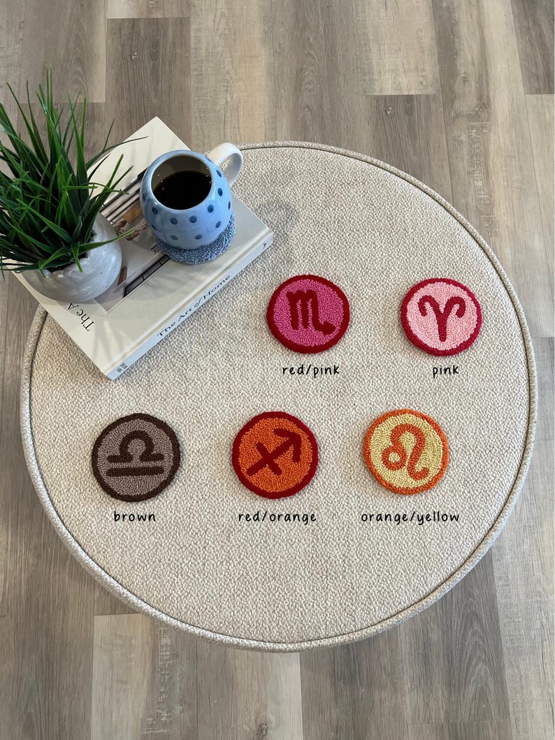 Sous-bocks signe du zodiaque perforé, tapis mug en coton et acrylique, 11,4 cm, décoration intérieure