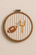 Cerceau à broder en feutre aiguilleté motif football, décoration murale chambre sport