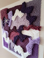 Tableau mural tissé 3D punch needle lavande prune 50x50 cm décoration salon chambre