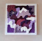 Tableau mural tissé 3D punch needle lavande prune 50x50 cm décoration salon chambre