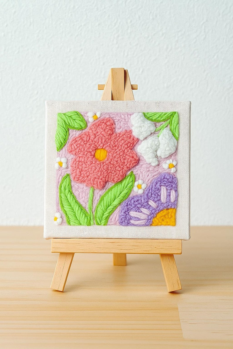 Kit de broderie au poinçonnage fleurs de soleil pour débutants, travaux manuels, décoration murale