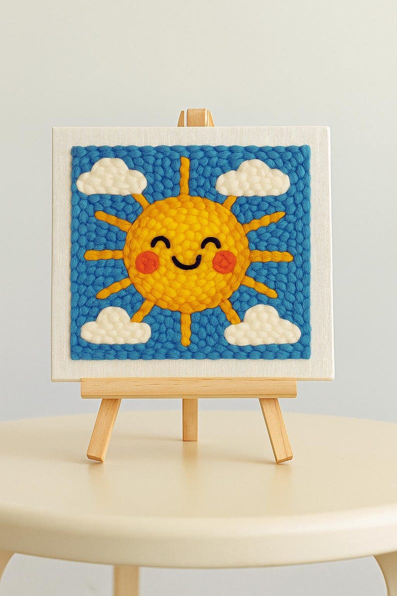Kit de broderie au poinçonnage fleurs de soleil pour débutants, travaux manuels, décoration murale