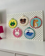 Punch Needle Art Grenouille Décoration Murale pour Chambre d'Enfant 20 cm