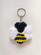 Porte-clés Punch Needle Moelleux Fleur & Fruit - Accessoire Sac Coton Fait Main - 5,5 cm - 9 Designs Printaniers