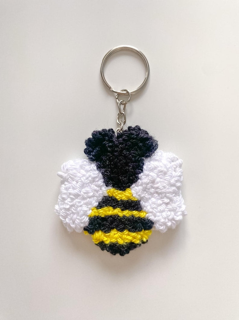 Porte-clés Punch Needle Moelleux Fleur & Fruit - Accessoire Sac Coton Fait Main - 5,5 cm - 9 Designs Printaniers