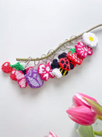 Porte-clés Punch Needle Moelleux Fleur & Fruit - Accessoire Sac Coton Fait Main - 5,5 cm - 9 Designs Printaniers