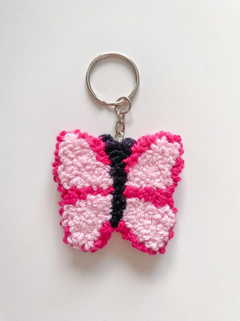 Porte-clés Punch Needle Moelleux Fleur & Fruit - Accessoire Sac Coton Fait Main - 5,5 cm - 9 Designs Printaniers