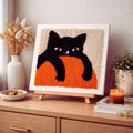 Punch Needle Kit Chat Noir Moderne, Broderie DIY pour Débutants, Décoration Murale Élégante