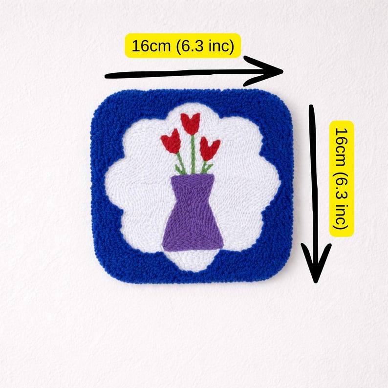 Lot de 3 décorations murales florales en textile perforé, 16 cm, fait main