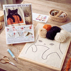 Punch Needle Kit Chat Noir Moderne, Broderie DIY pour Débutants, Décoration Murale Élégante