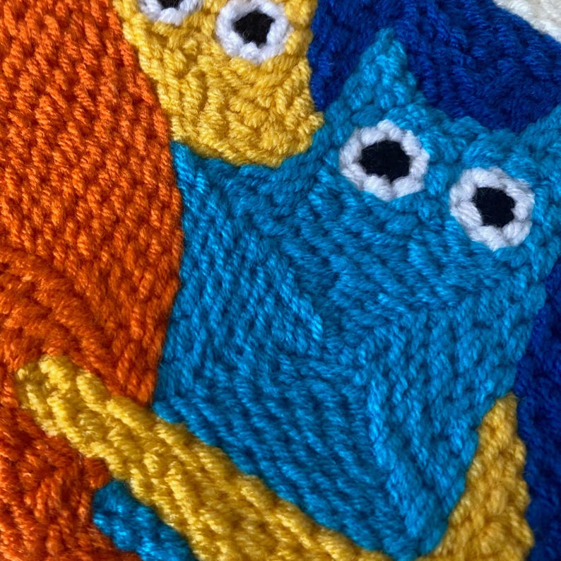 Tenture murale textile chat coloré, tapisserie bohème moderne en fibre, décoration artistique fait main