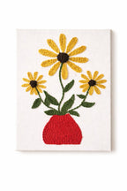 Tournesols Art Mural Perforé, Vase Rouge, Décoration Murale Rustique pour Cuisine 20x10 pouces