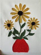 Tournesols Art Mural Perforé, Vase Rouge, Décoration Murale Rustique pour Cuisine 20x10 pouces