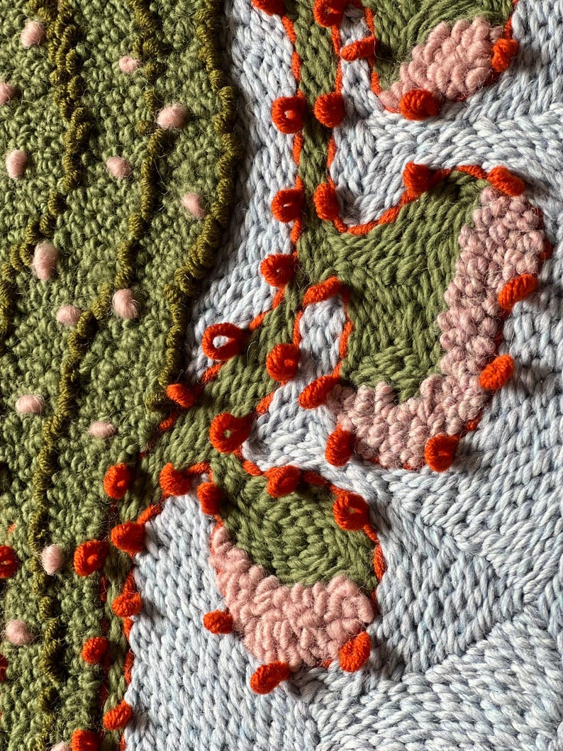 Punch Needle Botanique Art Mural Textile Décoration Bohème