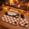 Ensemble de repose-poignets perforés en damier incliné pour clavier et souris, monochrome