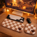Ensemble de repose-poignets perforés en damier incliné pour clavier et souris, monochrome
