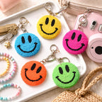 Porte-clés perforé fluo Smile, porte-clés brodé visage heureux