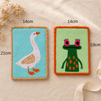 Lot de 2 décorations murales textile grenouille et oie, art mural pour chambre d'enfant, panneaux en tissu fait main