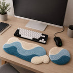 Repose-poignets texturés avec aiguille perforée, ensemble de tapis de souris pour clavier, fait main