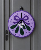 Accroche-porte textile gui brodé main, décoration murale hivernale botanique 20 cm
