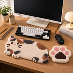 Repose-poignets et tapis de souris en forme de chat, ensemble de bureau capitonné fait main, accessoires pour clavier et souris