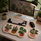 Ensemble de bureau Botanical Punch Needle, duo clavier et souris fait main