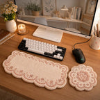 Duo de repose-poignets fleuris en dentelle victorienne avec aiguilletage, pour clavier et souris